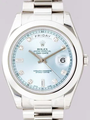 ロレックス ROLEX デイデイトII 218206A プレジデントブレス アイスブルー