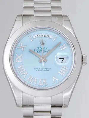 ロレックス ROLEX デイデイトII 218206 CR VI プレジデントブレス アイスブルーダイヤローマ