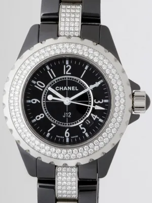 シャネル j12 H1338 33mm ブラックセラミックブレス ダイヤベゼル センターダイヤブレス