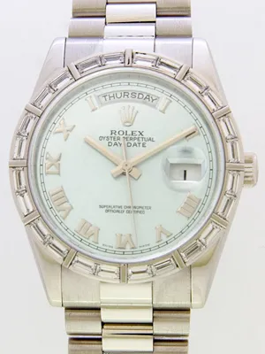 ロレックス ROLEX デイデイト 118366 プレジデントブレス アイスブルーローマ