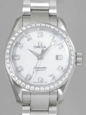 オメガ OMEGA シーマスター 2565.75 アクアテラ ベゼルダイヤ ホワイトシェル