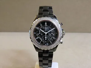 シャネル H1009 J12　41mm クロノ ブラックセラミック ダイヤ巻