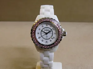 シャネル H2010 J12 33mm ホワイトセラミック ピンクサファイヤ巻 12P