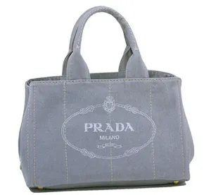 プラダ バッグ PRADA トートバッグ デニム キャンバス グレー B1877B