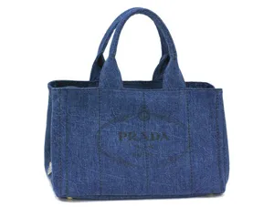 プラダ バッグ PRADA トートバッグ デニム キャンバス ブルー 紙袋付 B1877B8