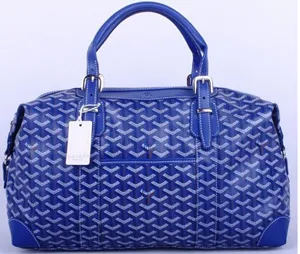 ゴヤール サンルイ 旅行かばん ブルー コーティングキャンバス×革 GOYARD-032