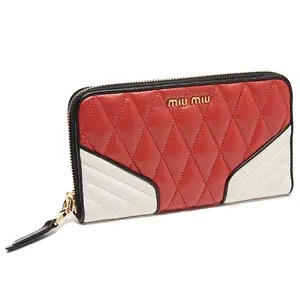 ミュウミュウ 財布 MIU MIU 5M0506 2A9F 976 NAPPA BIKER COLOUR 長財布 ROSSO/BIANCO