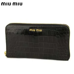 ミュウミュウ ラウンドファスナー長財布 ブラック 5M0506STCOCCO-NERO