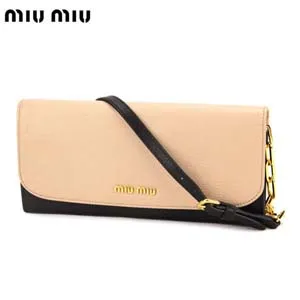 ミュウミュウ miu miu 長財布 ベージュ×ブラック 5M1290MAD-BIC-CIPRIA×NERO