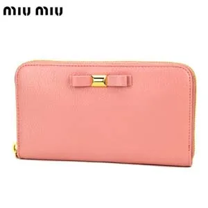 ミュウミュウ ラウンドファスナー長財布 ライトピンク 5M0506MADRASFIOCCO-ROSA