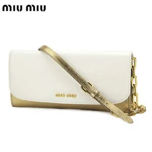 ミュウミュウ miu miu 長財布 ホワイト×ゴールド 5M1290MAD-BIANCO-PLATINO