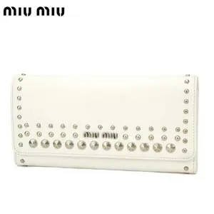 ミュウミュウ miu miu 長財布 ホワイト×スタッズ 5M1109MAD-BOR-BIANCO