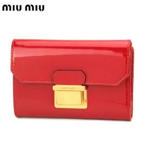 ミュウミュウ 三つ折り財布 ロッソレッド パテントレザー 5M1225VERNICE-TUC-ROSSO