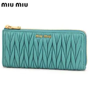 ミュウミュウ miu miu L字ファスナー財布 ターコイズブルー 5M1183MAT-TURCHESE