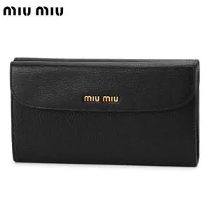ミュウミュウ miu miu 三つ折り財布 ブラック ラムスキン 5M1133MADRAS-NERO