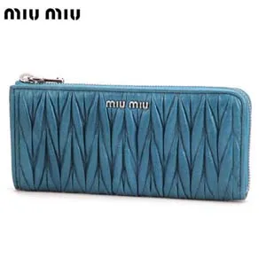 ミュウミュウ miu miu L字ファスナー長財布 ブルー ナッパレザー 5M1183MATE-OCEAN