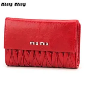 ミュウミュウ miu miu 三つ折り財布 レッド ナッパレザー 5M1225MAT-LUX-ROSSO