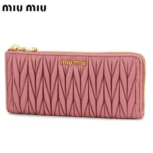 ミュウミュウ miu miu L字ファスナー財布 ピンク ナッパレザー 5M1183MATE-LOTO