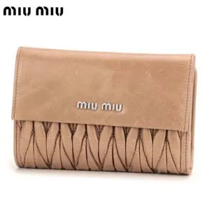 ミュウミュウ miu miu 三つ折り財布 ベージュ ナッパレザー 5M1225MAT-LUX--CAMMEO
