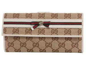 グッチ メイフェア ウェビングライン GG柄 長財布 ベージュ＆アイボリー256933FFKPG8420