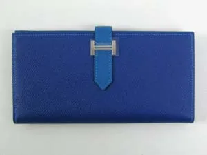エルメス ベアンスフレ二つ折り長財布/ブルーエレクトリック×ミコノス hq032