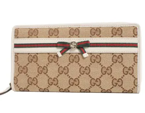 グッチ メイフェア ウェビングライン GG柄 長財布 ベージュ＆アイボリー 257003FFKPG8420