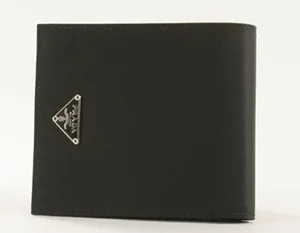 プラダ テスート 二つ折財布 ブラック M738 カーフレザー、ナイロン