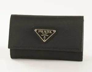 プラダ テスート キーケース ブラック カーフレザー、ナイロン 1M0222