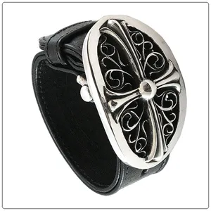 クロムハーツ ブレスレット（Chrome Hearts）スモールオーバルレザーブレスレット CB54