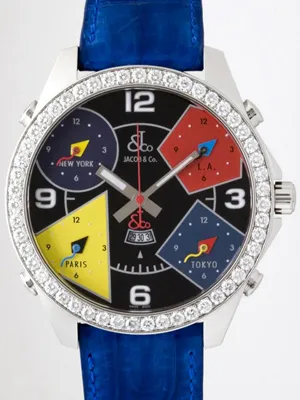 ジェイコブ JACOB&Co ファイブタイムゾーン JC-11D 1重ベゼルダイヤ 47mm ブラック