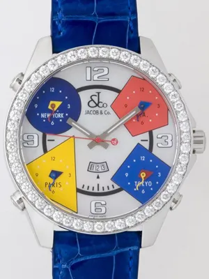 ジェイコブ ファイブタイムゾーン JC-13D ベゼルダイヤ 47mm ホワイトシェル