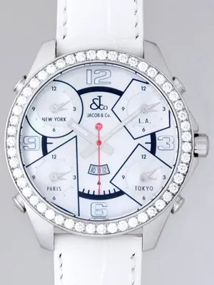 ジェイコブ ファイブタイムゾーン JC-14D ベゼルダイヤ 47mm ホワイトシェル