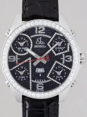 ジェイコブ ファイブタイムゾーン JC-29 DAD ベゼルダイヤ 47mm ブラックストーン