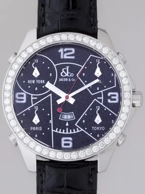 ジェイコブ ファイブタイムゾーン JC-29D ベゼルダイヤ 47mm ブラックストーン
