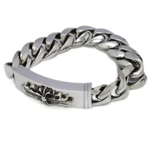 クロムハーツ FLORAL ID PLATE CLASSIC13LINK BRACELET フローラルIDクラシックリンクブレス chb16