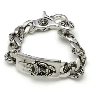 クロムハーツID Dagger Fancy Chain Bracelet Cross Clip chb54