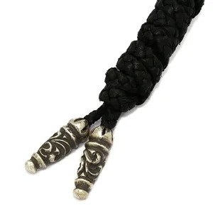 クロムハーツ Leather Braid w/Tiny Scroll Tips レザーブレイドタイニースクロールチップ chp69