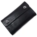 クロムハーツ ウェーブ?BSボタン?ブラック?ヘビーレザー Wave Wallet Black Heavy Leather w/BS Fleur Buttons cho43