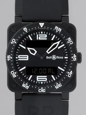 ベル＆ロス BR03-88 TYPE AVIATION CARBON FINISH BR03-88 ラバーベルト ブラック