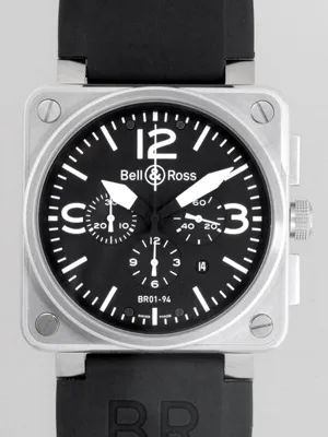ベル＆ロス BR01-94 BLACK DIAL クロノグラフ BR01-94 ラバーベルト ブラック/ホワイトアラビア