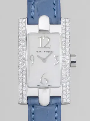 ハリーウィンストン HARRYWINSTON レディ・アヴェニュー 310/LMWL.M/D2.2 WG/ブルー革　ケース2重・裏ぶたダイヤ ホワイトシェル