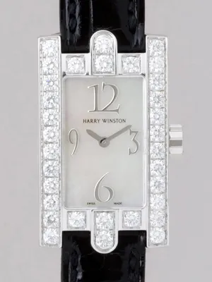 ハリーウィンストン HARRYWINSTON レディ・アヴェニュー 310/LMWL.M/D3.1 WG/ブラック革　ケース1重ダイヤ ホワイトシェル