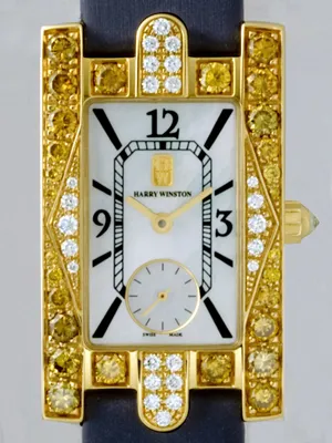 ハリーウィンストン HARRYWINSTON レディ・アヴェニュー　オーロラ 310/LQGL.M/A05 YG/ブラックサテン　ケースイエローダイヤ ホワイトシェル