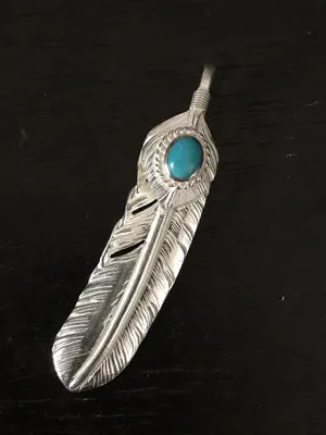 ゴローズ goros 銀縄ターコイズ特大フェザー 右向き 大人気 gs029