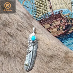 ゴローズ goros 上銀銀縄ターコイズ特大フェザー 右向き 大人気でお上品 gs036