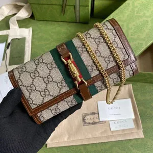 GUCCI / グッチ〔ジャッキー 1961〕チェーンウォレット ベージュ×ブラウン （652681 HUHHG 8565）