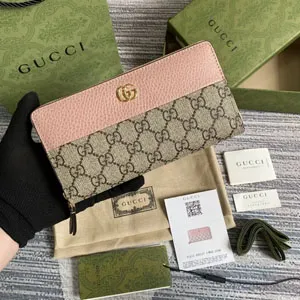 GUCCI / グッチ〔GGマーモント〕ジップ アラウンド ウォレット ダスティピンク×ベージュ（456117 17WAG 5788）