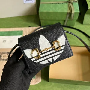 GUCCI グッチ 702248 ADIDAS X GUCCI ホースビット付き カードケース ブラック