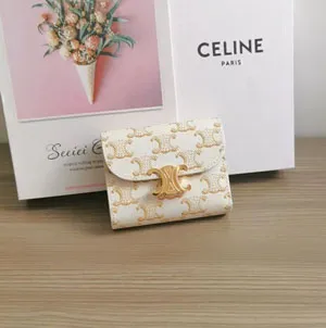 CELINE セリーヌ スモール トリオンフウォレット モノグラム ホワイト / タン（10D782CQH.01TA）