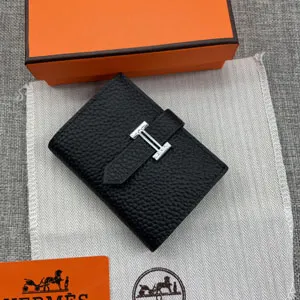 HERMES エルメス Bearn mini（ベアン ミニ）財布 ブラック ライチパターン(H039796CK89)